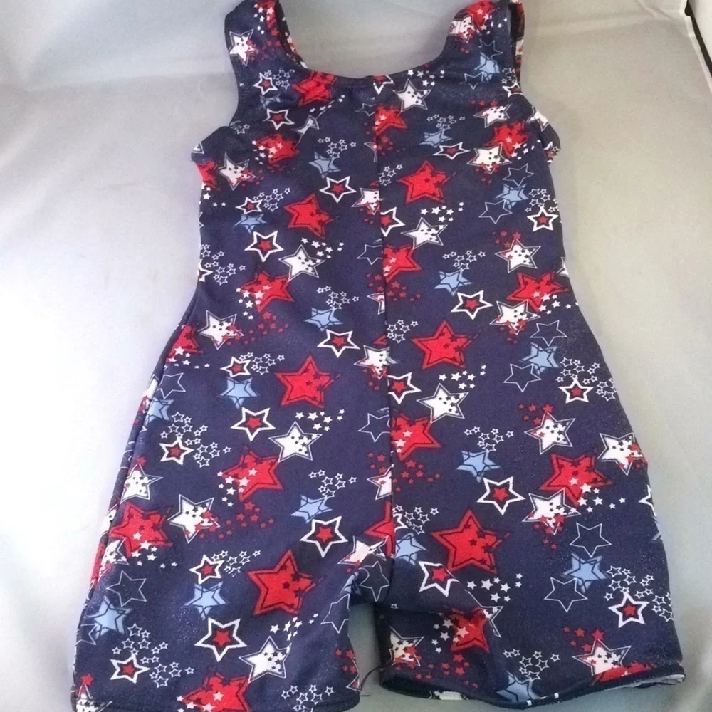 Just Imagine Leotard Medium Red /White/Blue Stars